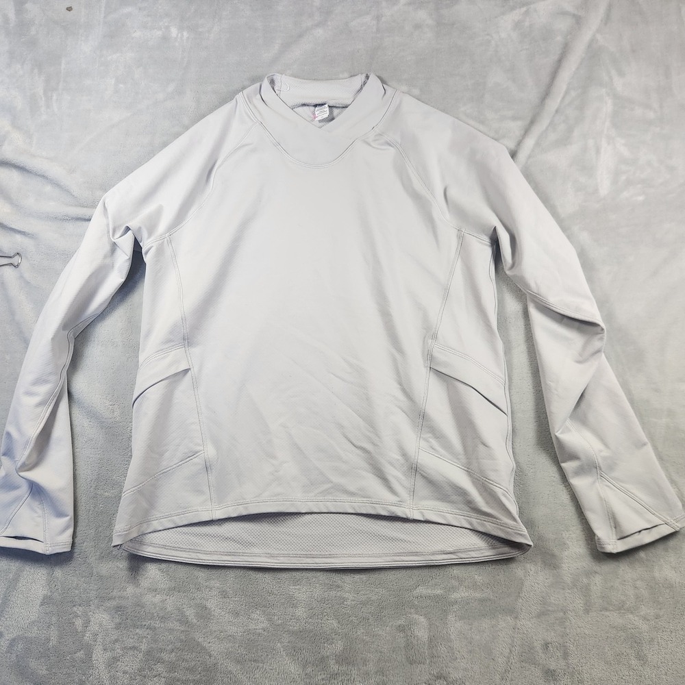 Athleta Whistler Fuse Mock Neck Top Gray Medium Thermal Lined Outdoor Flaws